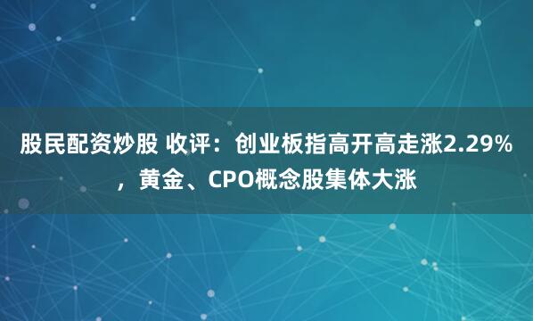 股民配资炒股 收评：创业板指高开高走涨2.29%，黄金、CPO概念股集体大涨